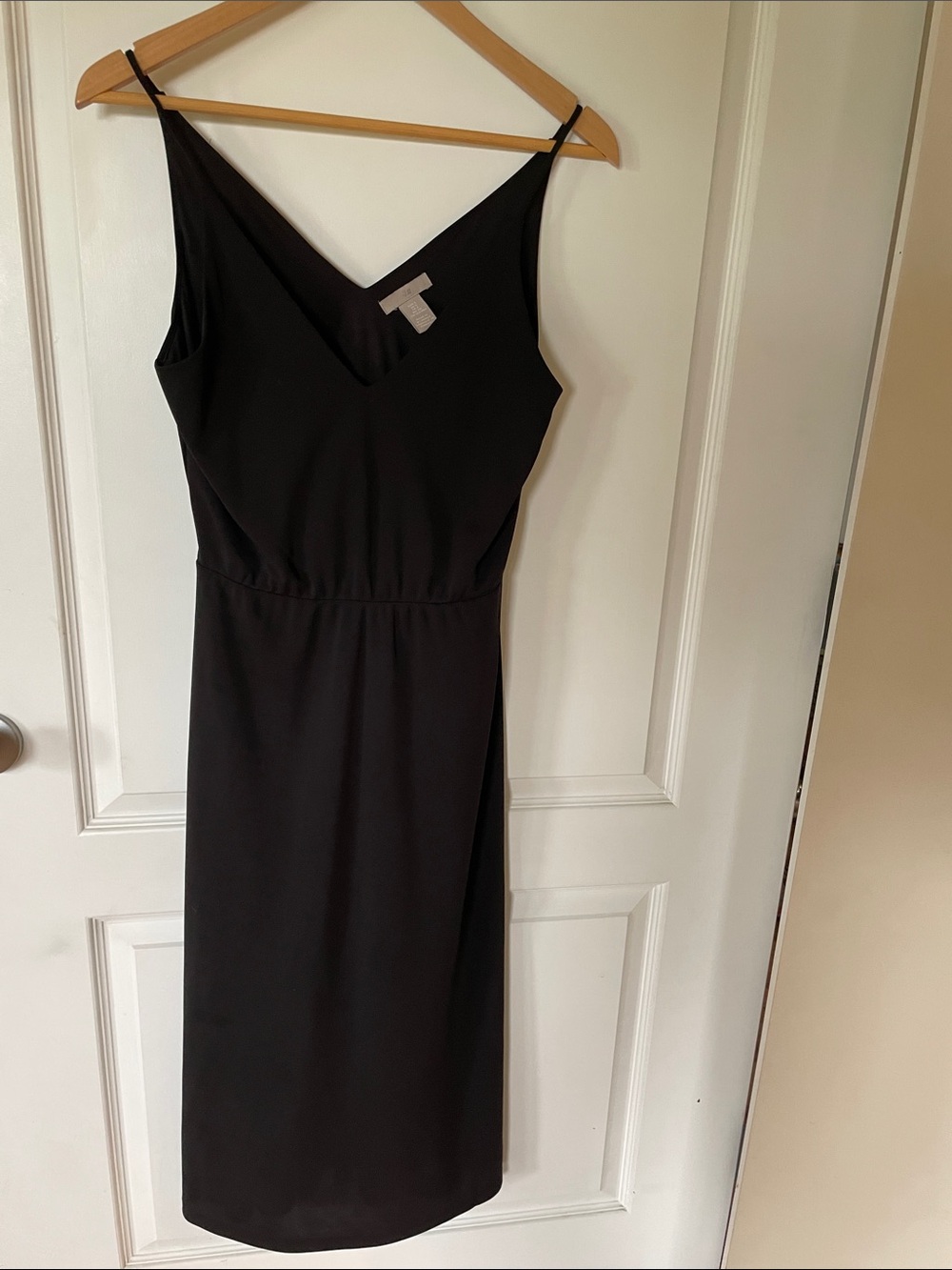 H&M Black V-Neck Midi Slip Dress